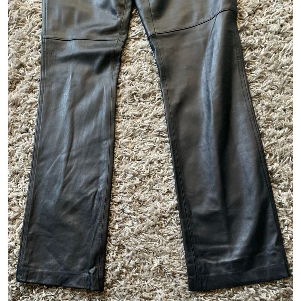 NEW nwot RALPH LAUREN SPORT navy blue TIE FRONT LEATHER VINTAGE PANTS sz 8 - Picture 3 of 11